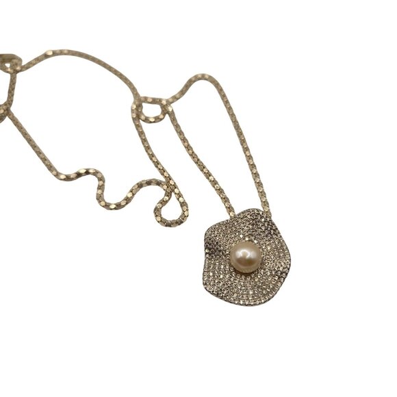 Cultured Freshwater Pearl (8mm) Cubic Zirconia 18" Pendant Necklace Sterling Sil - Picture 1 of 5